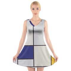 Tableau I, By Piet Mondriaan V-neck Sleeveless Dress by Sobalvarro