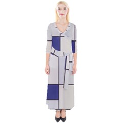 Tableau I, By Piet Mondriaan Quarter Sleeve Wrap Maxi Dress