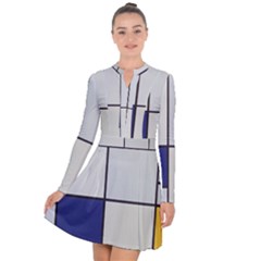 Tableau I, By Piet Mondriaan Long Sleeve Panel Dress