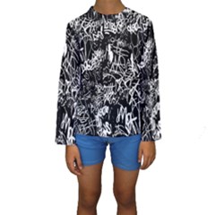 Graffiti Abstract Collage Print Pattern Kids  Long Sleeve Swimwear by dflcprintsclothing