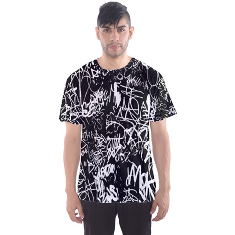 Graffiti Abstract Collage Print Pattern Men s Sports Mesh Tee by dflcprintsclothing