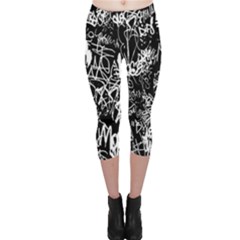 Graffiti Abstract Collage Print Pattern Capri Leggings 