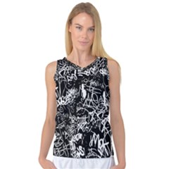 Graffiti Abstract Collage Print Pattern Women s Basketball Tank Top by dflcprintsclothing