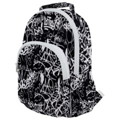 Graffiti Abstract Collage Print Pattern Rounded Multi Pocket Backpack by dflcprintsclothing