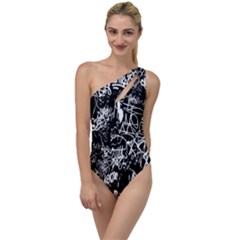 Graffiti Abstract Collage Print Pattern To One Side Swimsuit by dflcprintsclothing