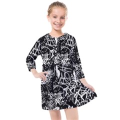 Graffiti Abstract Collage Print Pattern Kids  Quarter Sleeve Shirt Dress by dflcprintsclothing