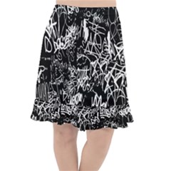 Graffiti Abstract Collage Print Pattern Fishtail Chiffon Skirt by dflcprintsclothing