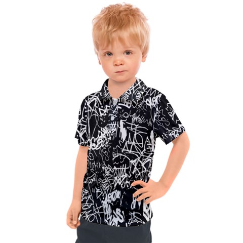 Graffiti Abstract Collage Print Pattern Kids  Polo Tee by dflcprintsclothing