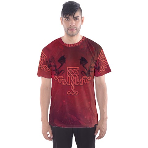 Decorative Celtic Knot With Dragon Men s Sports Mesh Tee by FantasyWorld7