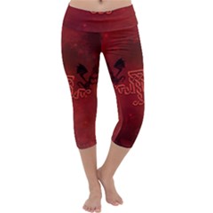 Decorative Celtic Knot With Dragon Capri Yoga Leggings by FantasyWorld7