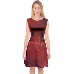 Decorative Celtic Knot With Dragon Capsleeve Midi Dress by FantasyWorld7