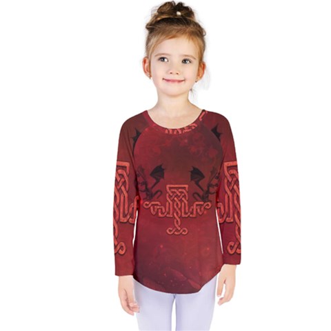 Decorative Celtic Knot With Dragon Kids  Long Sleeve Tee by FantasyWorld7