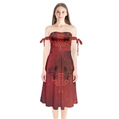 Decorative Celtic Knot With Dragon Shoulder Tie Bardot Midi Dress by FantasyWorld7