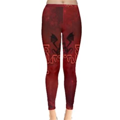 Decorative Celtic Knot With Dragon Inside Out Leggings by FantasyWorld7