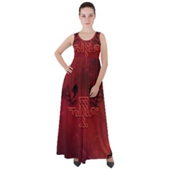 Decorative Celtic Knot With Dragon Empire Waist Velour Maxi Dress by FantasyWorld7