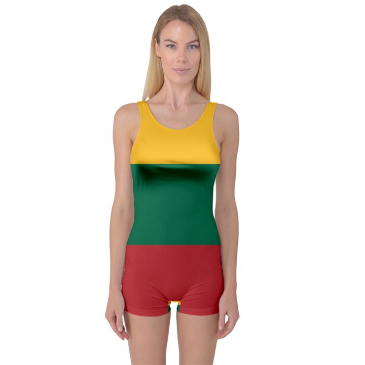 Lithuania Flag One Piece Boyleg Swimsuit