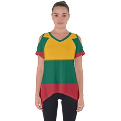 Lithuania Flag Cut Out Side Drop Tee by FlagGallery