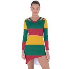 Lithuania Flag Asymmetric Cut-out Shift Dress by FlagGallery