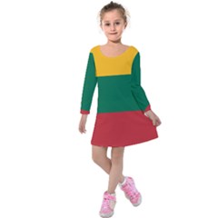 Lithuania Flag Kids  Long Sleeve Velvet Dress by FlagGallery