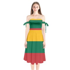 Lithuania Flag Shoulder Tie Bardot Midi Dress by FlagGallery