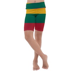 Lithuania Flag Kids  Lightweight Velour Cropped Yoga Leggings by FlagGallery