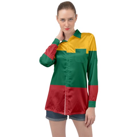 Lithuania Flag Long Sleeve Satin Shirt by FlagGallery