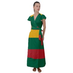 Lithuania Flag Flutter Sleeve Maxi Dress by FlagGallery