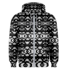 Black And White Modern Ornate Stripes Design Men s Zipper Hoodie