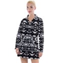 Black And White Modern Ornate Stripes Design Women s Long Sleeve Casual Dress View1