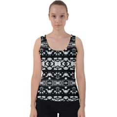 Black And White Modern Ornate Stripes Design Velvet Tank Top