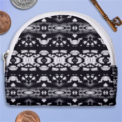 Black And White Modern Ornate Stripes Design Horseshoe Style Canvas Pouch