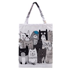 Cute Cat Hand Drawn Cartoon Style Classic Tote Bag by Vaneshart