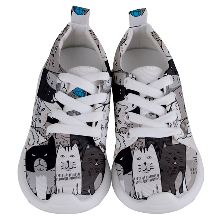 Cute Cat Hand Drawn Cartoon Style Kids  Lightweight Sports Shoes