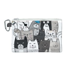 Cute Cat Hand Drawn Cartoon Style Canvas Cosmetic Bag (medium) by Vaneshart