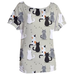 Cute Cat Seamless Pattern Women s Oversized Tee by Vaneshart