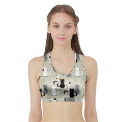 Cute Cat Seamless Pattern Sports Bra With Border by Vaneshart