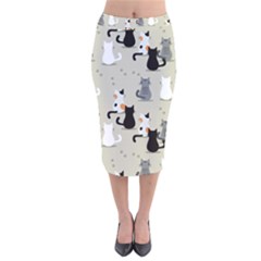 Cute Cat Seamless Pattern Velvet Midi Pencil Skirt by Vaneshart