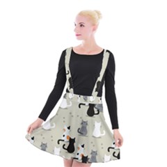 Cute Cat Seamless Pattern Suspender Skater Skirt by Vaneshart