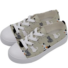 Cute Cat Seamless Pattern Kids  Low Top Canvas Sneakers by Vaneshart