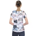 Cute Cat Couple Seamless Pattern Cartoon Short Sleeve Front Detail Top View2