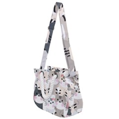 Cute Cat Couple Seamless Pattern Cartoon Rope Handles Shoulder Strap Bag by Vaneshart