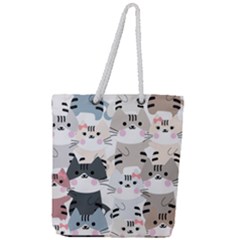 Cute Cat Couple Seamless Pattern Cartoon Full Print Rope Handle Tote (large) by Vaneshart