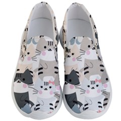 Cute Cat Couple Seamless Pattern Cartoon Men s Lightweight Slip Ons by Vaneshart