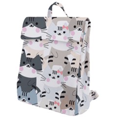 Cute Cat Couple Seamless Pattern Cartoon Flap Top Backpack by Vaneshart