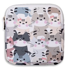 Cute Cat Couple Seamless Pattern Cartoon Mini Square Pouch by Vaneshart