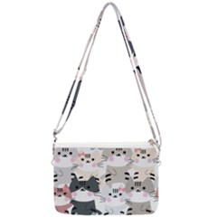 Cute Cat Couple Seamless Pattern Cartoon Double Gusset Crossbody Bag by Vaneshart