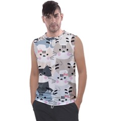 Cute Cat Couple Seamless Pattern Cartoon Men s Regular Tank Top by Vaneshart