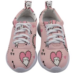 Cartoon Cute Valentines Day Doodle Heart Love Flower Seamless Pattern Vector Kids Athletic Shoes by Vaneshart