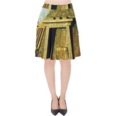 Awesome Steampunk Pyramid In The Night Velvet High Waist Skirt by FantasyWorld7