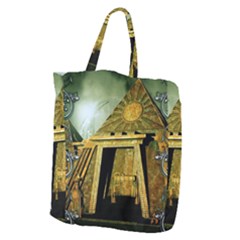 Awesome Steampunk Pyramid In The Night Giant Grocery Tote by FantasyWorld7